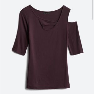 Goldray Garima Asymmetric Cold Shoulder Top- EUC burgundy